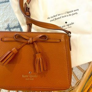 Kate Spade Bow Crossbody Purse in Brown Leather